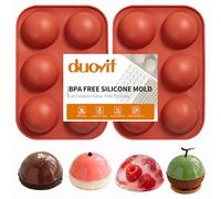 duoyif Moule En Silicone Demi-Sphère 6 Cavités Ø 5cm Moules à Chocolat Semi-Sphérique Boule Moules De Cuisson Sphère Pour Boules De Chocolat DIY Mousse Dôme Gelée Glaçons Gâteaux 2Pièces