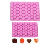 duoyif Moule Silicone Cœur & Cylindre Petit - 2 Pièces, 55 Cavités, Moules Bonbons Rond Cœur, Sans BPA, Moule Cuisson pour Chocolat, Pralines, Bonbon Gommeux et Mini Glaçons (rose)