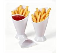 duoyif Porte-Frites 2 pièces avec Coupelles à Sauce, Support Frites Bols Dip, Coupe-Frites Coupelles -Snack, Porte-Frites pour Apéro Buffet Restaurant Fête Mariage Anniversaire Barbecue Noël