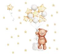 duoyif Stickers Muraux Ballons Avec Ours Étoile, Stickers Muraux Enfants Garçons Et Filles, Autocollant Mural Porte d'Armoire, Décoration Murale Chambre Enfant Salon Décoration Murale De Couloir