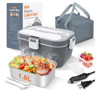 DUPASU Boîte à déjeuner électrique pour adultes - 1,8 l | Chauffe-aliments portable 100 W pour voiture, camion, bureau, travail, voyage, chantier, cadeau, 12/24 V/110-230 V