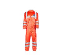 DuPont Tyvek 500 HV - Revêtement de protection chimique avec col, catégorie III, type 5-B et 6-B - Orange fluorescent avec bandes réfléchissantes grises | Taille XL