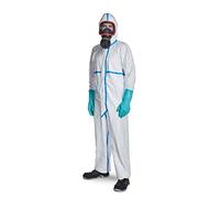 DuPont Tyvek 600 Plus Lot de 25 vêtements de protection chimique avec capuche et coutures thermocollées, catégorie III, type 4-B, 5-B et 6-B Blanc Taille XXL