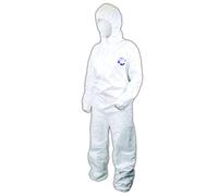 Dupont Tyvek Combinaison jetable avec capuche, élastique Manchette, Blanc, Medium (lot de 25), L, blanc, 25