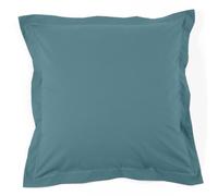 Duquennoy & Lepers - Taie d’Oreiller Unie 63 x 63 CM - Taie d’Oreiller en Percale de Coton 80 Fils Finition Volant Plat - Bleu