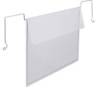 DURABLE - Pochettes A5 - Pochettes avec rabat et fil de suspension - Pour afficher dans les zones de producion et entrepôts - Fixation facile et sûre - Transparent - Boîte de 50 pièces - 118719