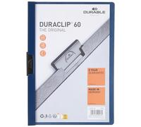 Durable 220928 Chemise à clip Duraclip Original 60, papier d'aluminium, jusqu'à 60 feuilles A4, bleu nuit, 25 unités