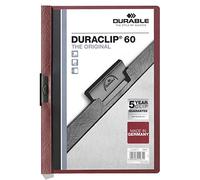 Durable 220931 DURACLIP 60, Fichier clip pour 1 à 60 feuilles A4 - Lot de 25 60 Sheets rouge foncé