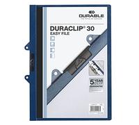 Durable 222907 Chemise à clip Duraclip 30 Easy File (classable, feuille dure (jusqu'à 30 feuilles A4) paquet de 25 bleu foncé