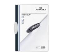 Durable 226002 Chemise à clip Swingclip en PP, jusqu'à 30 feuilles A4, blanc, paquet de 25