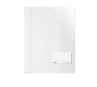 Durable 269002 Lot de 25 chemises à Lamelles Format A4+ avec Porte-étiquette Couverture Transparente Dos Opaque Blanc