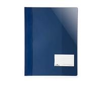 Durable 269007 Lot de 25 chemises à Lamelles Format A4+ avec Porte-étiquette Couverture Transparente Dos Opaque Bleu foncé