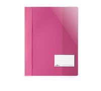Durable 269034 Lot de 25 chemises à Lamelles Format A4+ avec Porte-étiquette Couverture Transparente Dos Opaque Rose foncé
