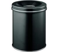DURABLE Corbeille à papier 330501 – Métal anti-éraflure 15 L avec couvercle étouffoir Noir