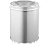 DURABLE Corbeille à papier ronde SAFE 330523 15 L acier argent couvercle anti-feu