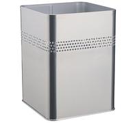 Durable 332023 Corbeille à Papier Carrée 18,5 Litres Hauteur 32 cm en Métal Peint avec Bande de Perforations Coloris Argent Métallisé