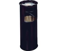 Poubelle à papier en métal ronde 17 litres avec cendrier - Noir