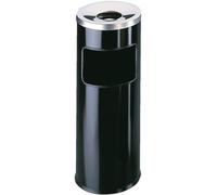 Durable 333201 Poubelle Ronde Anti Feu 17 Litres avec Cendrier Couvercle Etouffoir Hauteur 63 cm en Métal Coloris Noir