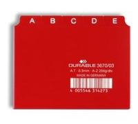 Durable Intercalaires 367003 – Jeu de 25 avec onglets imprimés A–Z, format A7 Rouge