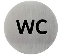 Durable 490723 Plaque de porte Pictogramme Rond 83 mm en Acier Inoxydable Signalétique WC Toilettes Adhésif Pièce