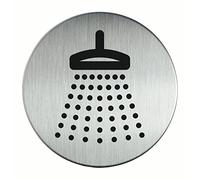 Durable 493823 Pictogramme Rond 83 mm en Acier Brossé Inoxydable Douche