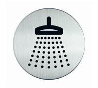 Durable 493823 Plaque D'information Pictogramme Rond 83 Mm En Acier Brossé Inoxydable Douche Lot De 5