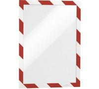 Durable 4944132 Duraframe Security Pochette Cadre d'Affichage Dos Adhésif pour Document A4 Bicolore Rouge/Blanc Sachet de 2
