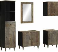Durable 5-pièces ensemble de meubles de salle de bains en bois massif de mangue - Armoires de salle de bains Octo7570501 5parcel