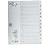 Durable 6112 Numeric tab index Polypropylene (PP) Blanc - Intercalaires de classement (Numeric tab index, Polypropylène (PP), Blanc, Portrait, A4, 230 mm)