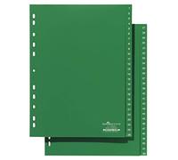 Durable 615705 Intercalaires Format A4 52 Touches Numériques 1-26/27-52 - Perforations Universelles - Pvc Rigide Coloris Vert