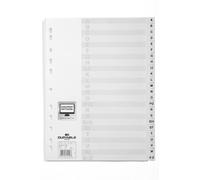 Durable 616402 Intercalaires de numéro (A4 avec onglets imprimés,Index A-Z 24, Perforation universelle,Polypropylènes) 10 Unité(s) Blanc