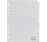 Durable 640110 Intercalaires Format A4 20 Touches Alphabétiques - Onglets Soudés et Insertions A-Z - Perforations Universelles - Polypro 120 Microns Coloris Gris