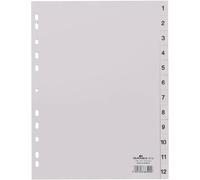 Intercalaires A4 polypropylène gris Durable 12 onglets numériques - 1 jeu
