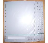 25 intercalaires mensuels Durable 6514 - janv.-déc., format A4, polypropylène, gris, 12 feuilles