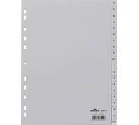 Durable 6522 Répertoire DIN A4 1-20 polypropylène gris 20 onglets onglets imprimés 652210