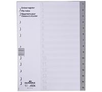 DURABLE Intercalaires A4 6524 - 15 onglets chiffrés, polypropylène gris