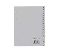 Durable 655010 Intercalaires Format A5 Portrait 20 Touches Alphabétiques A-Z - Perforations 6 Trous - Polypro 120 Microns Coloris Gris Lot de 20