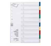 Durable 674027 Intercalaires Format A4 10 Touches Neutres - Page de Garde - Perforations Universelles - Polypro 120 Microns 5 Couleurs Lot d e25