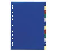 Durable 675027 Intercalaires Format A4 12 Touches Numériques 1-12 - Page de Garde - Perforations Universelles - Polypro 120 Microns 5 Couleurs Lot de 20