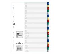 Durable 675527 Intercalaires Format A4 20 Touches Alphabétiques A-Z - Page de Garde - Perforations Universelles - Polypro 120 Microns 5 Couleurs Lot de 20