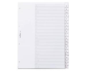 Durable 680019 Intercalaires Format A4 20 Touches Alphabétiques - Onglets Soudés Et Insertions A-Z - Page de Garde - Perforations 4 Trous - Pvc Rigide Transparent