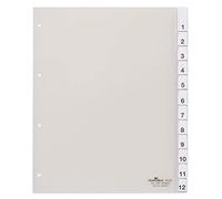 Durable 683519 Intercalaires Format A4+ 12 Touches Numériques - Onglets Soudés Et Insertions 1-12 - Perforations 4 Trous - Pvc Rigide Transparent