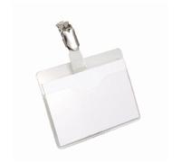 Durable 810619 Lot De 25 Badges Porte-Nom Avec Clip Rotatif 90 X 60 Mm (Transparent)
