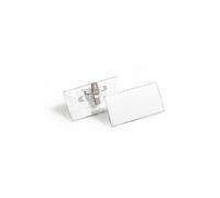 Durable 812119 boite de 25 porte-badges en acrylique avec pince combi 40 x 75 mm 8121 19