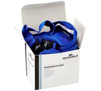 Durable 813707 Lacet Textile Universel avec Ouverture Mousqueton et Sécurité Anti-traction Longueur Porté 44 cm Coloris Bleu Boîte de 10
