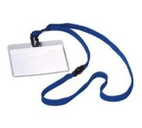 Badge, avec lacet textile, 90 x 60 mm, bleu foncé