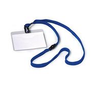 Badge, avec lacet textile, 90 x 60 mm, bleu foncé