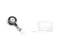 Durable 815258 Lot de 10 Enrouleurs durable système attache enrouleur pince métal cordon rétractable 80cm & Porte-badge Rigide Transparent pour 1 Carte de Sécurité - Dimensions: 54 x 85 mm - 10 Unités