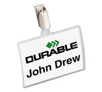 DURABLE Porte-badge CLICK FOLD rPP 54x90 mm avec clip, 25 pc, Transparent, 821619