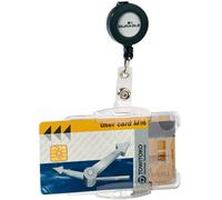 Porte-carte double étui avec enrouleur, transparent